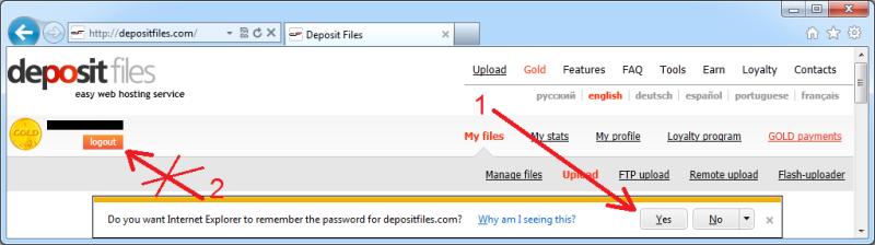 Setting Browser Mengingat Depositfiles Gold