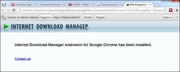 IDM extension notifications have been successfully installed on Chrome