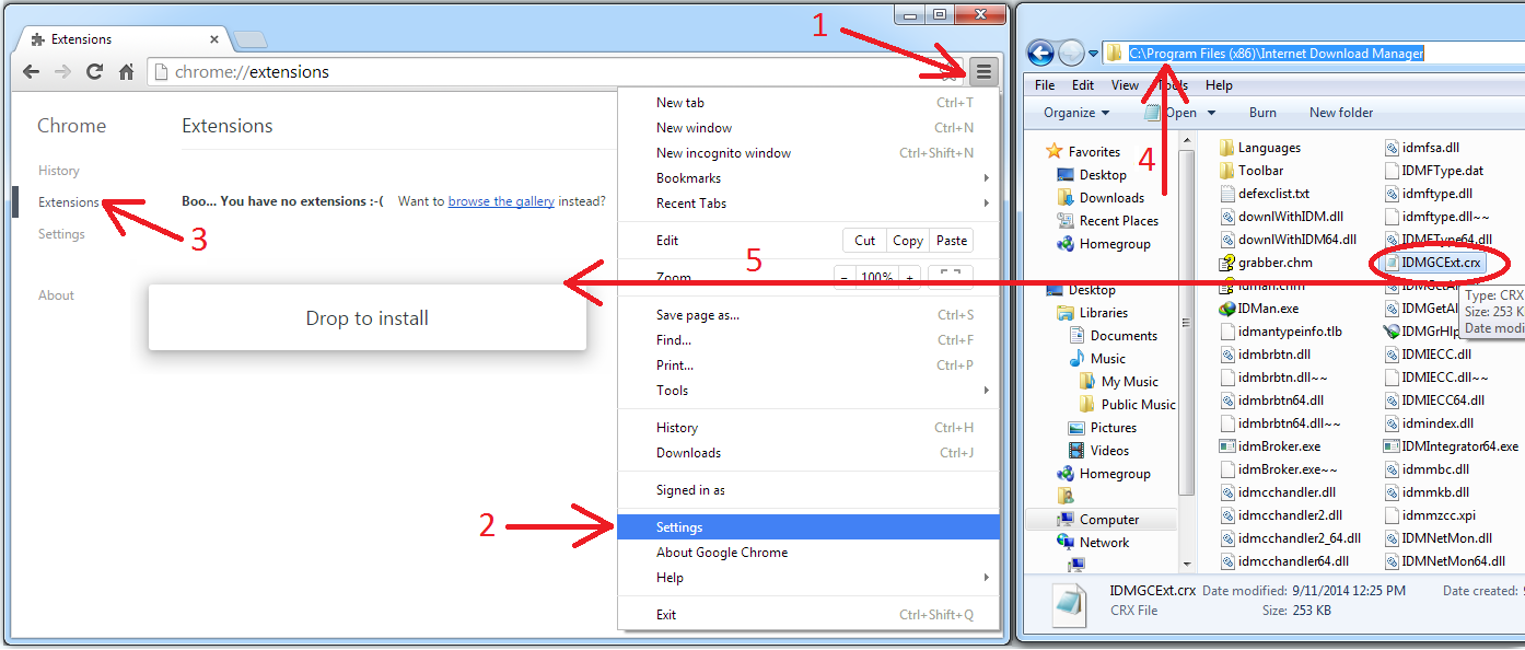 Installing IDM extensions in Google Chrome manually