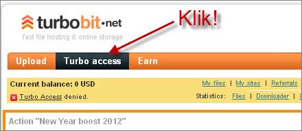 Klik menu TURBO ACCESS