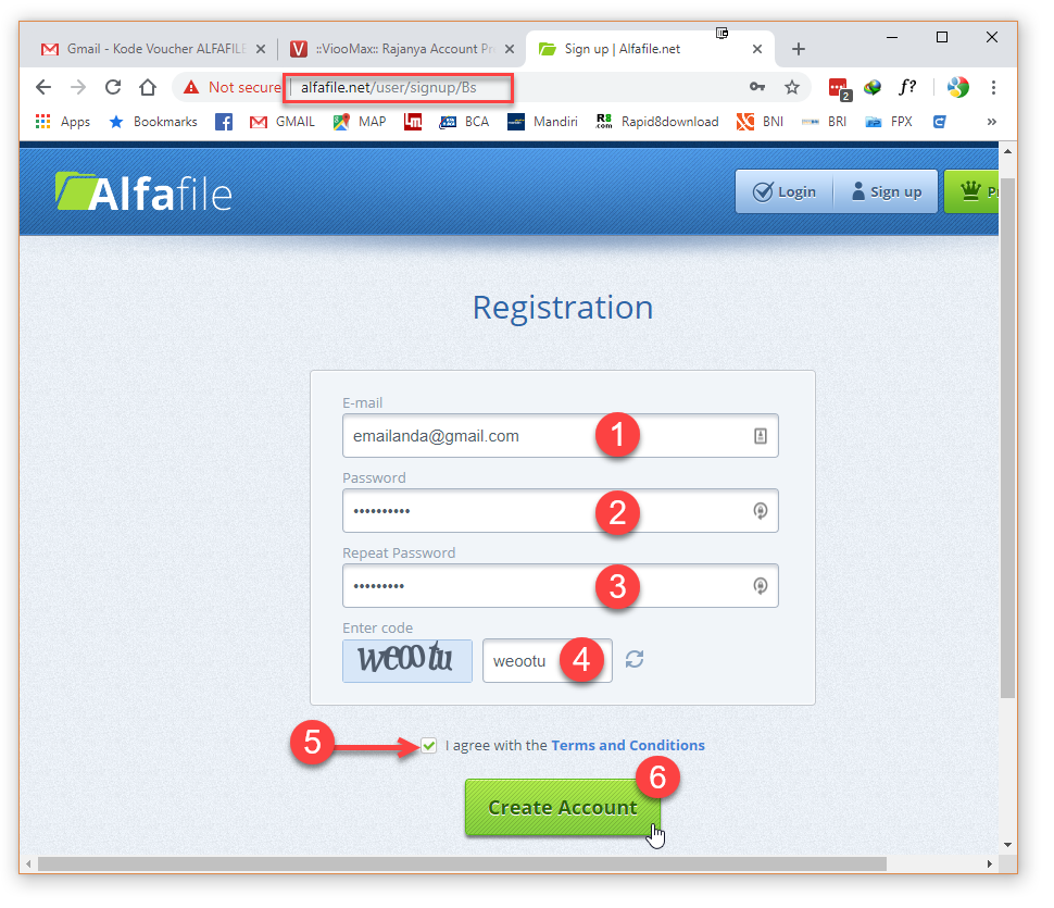 Form registrasi Alfafile