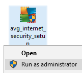 Run the downloaded AVG Internet Security setup file 