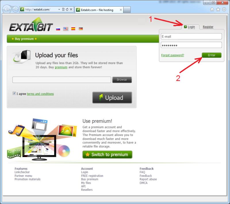 Login Extabit Premium