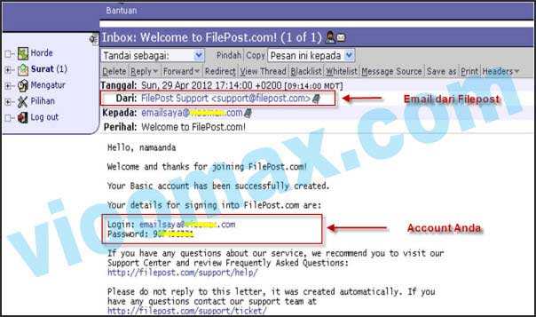 Gambar Email dari Filepost