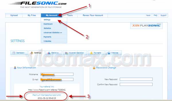 Status Filesonic Premium Aktif