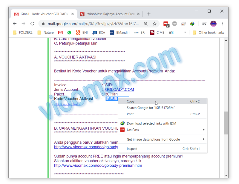 Copy Kode Voucher Goloady dari email