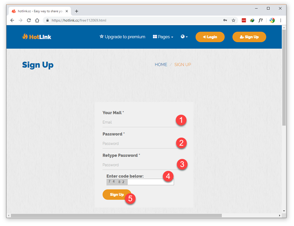 Form registrasi Hotlink