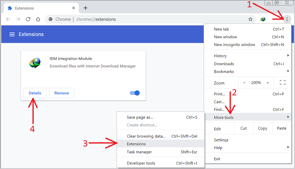 Mengaktifkan ekstensi IDM di Google Chrome