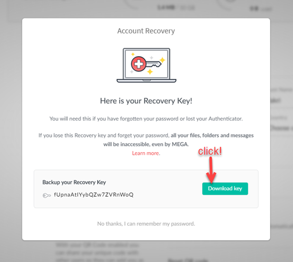 Mega.nz Receovery Key