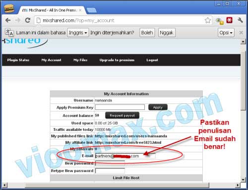 Form registrasi Mixshared