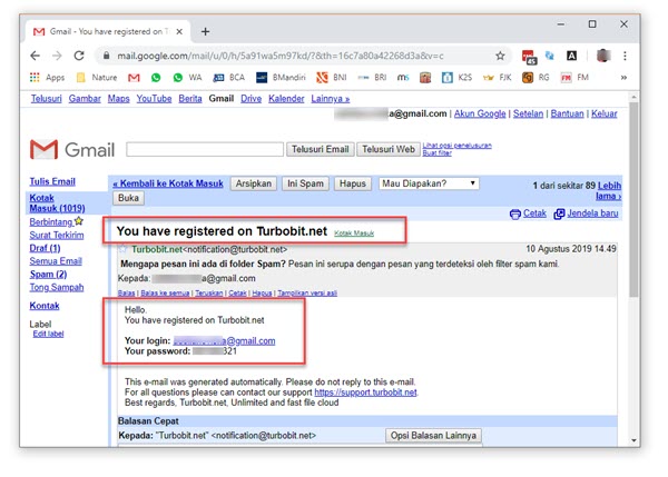 Chek Email Pendaftaran Turbobit