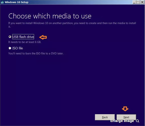 USB media options or ISO